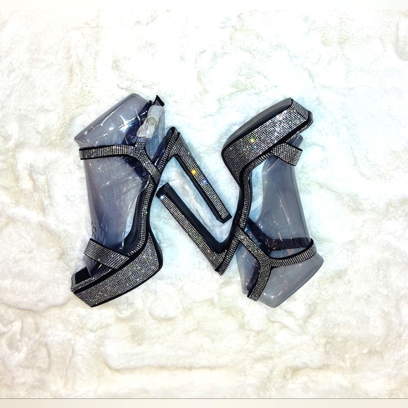 Azalea Wang Chantel Women's Rhinestone Platform Chunky Sandal, Sz 10. MSRP $80. - Picture 6 of 11